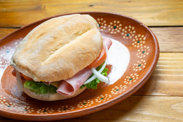 Traditional mexican ham sandwich. "torta"